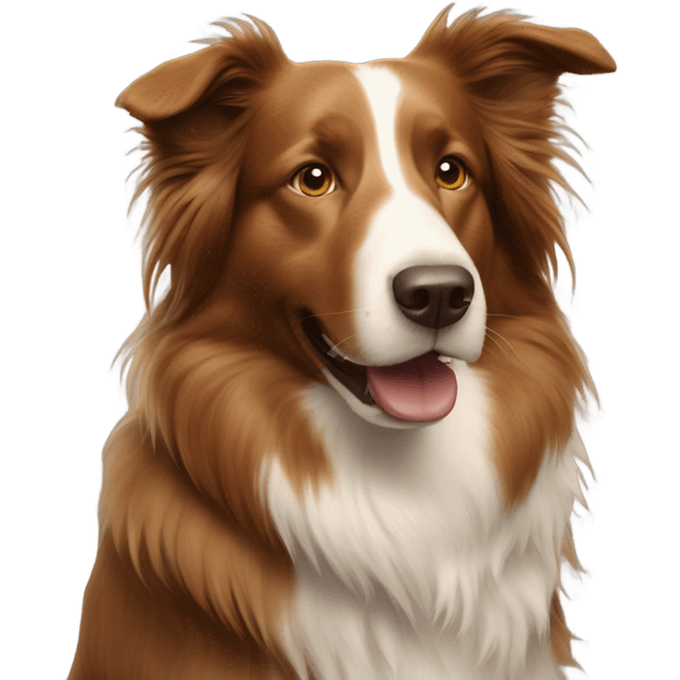 light brown border collie and woman with long brown hair emoji