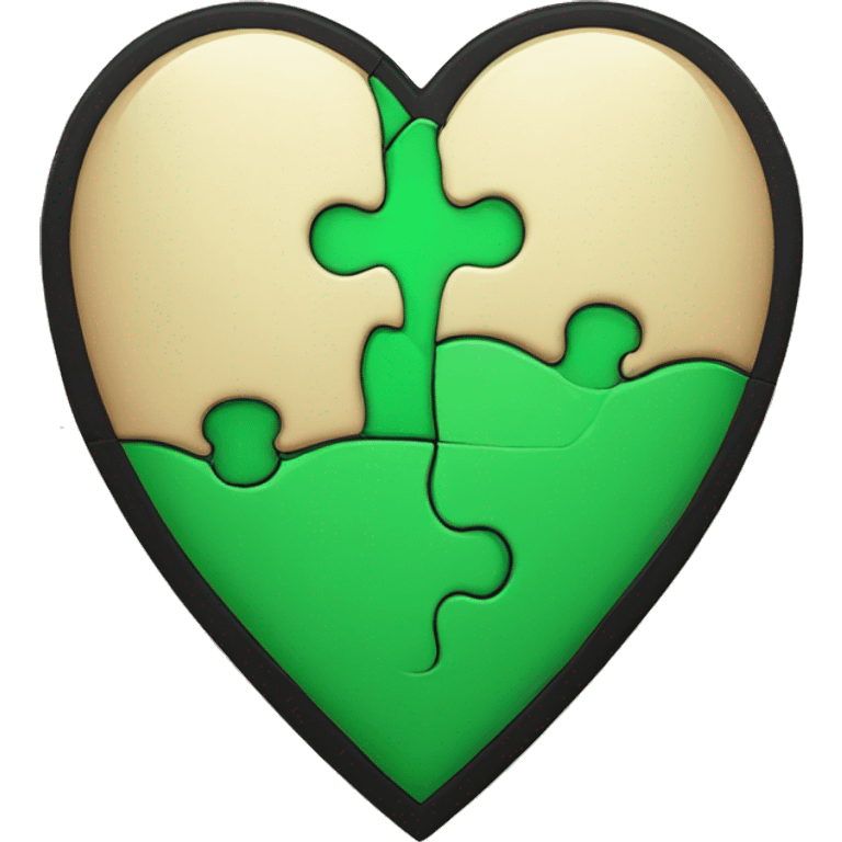 Half black and half Green puzzle heart emoji