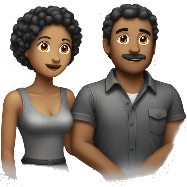 Pareja chico rubio oscuro y chica pelo rizado negro  emoji