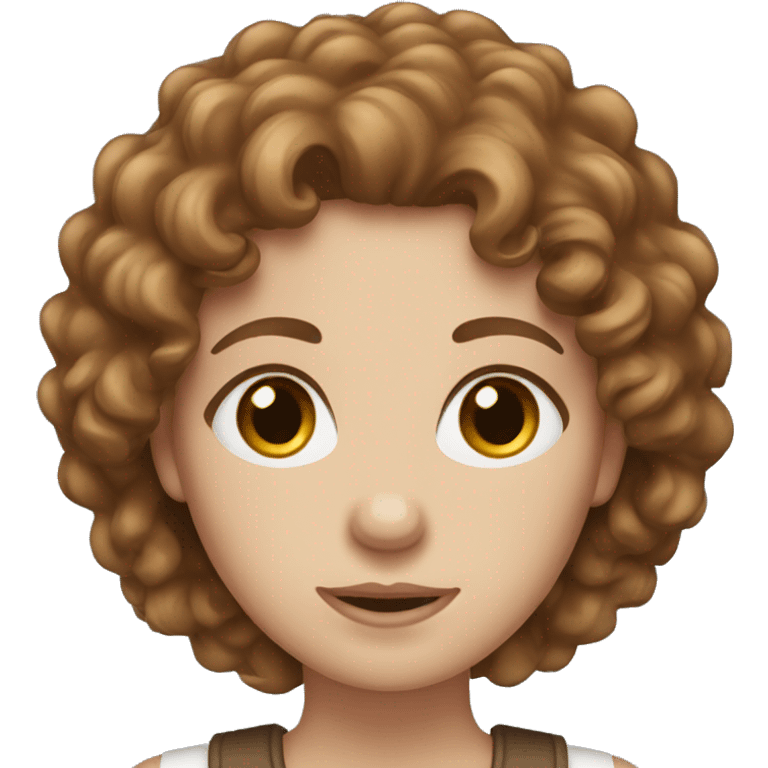 blue eyed, fair skin, brown curly hair, female emoji emoji