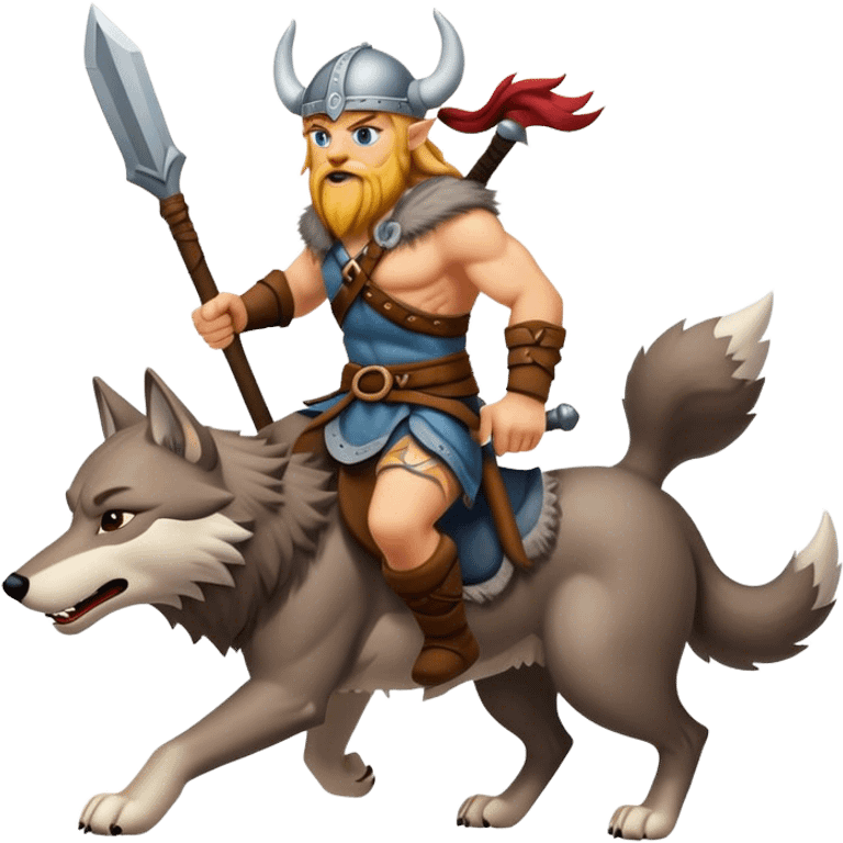 Viking Warrior Riding A Wolf  emoji