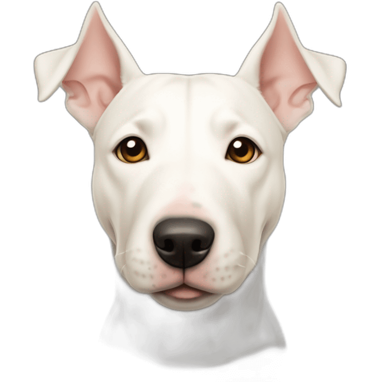 White bull terrier cross with light tan patch and pale nose emoji