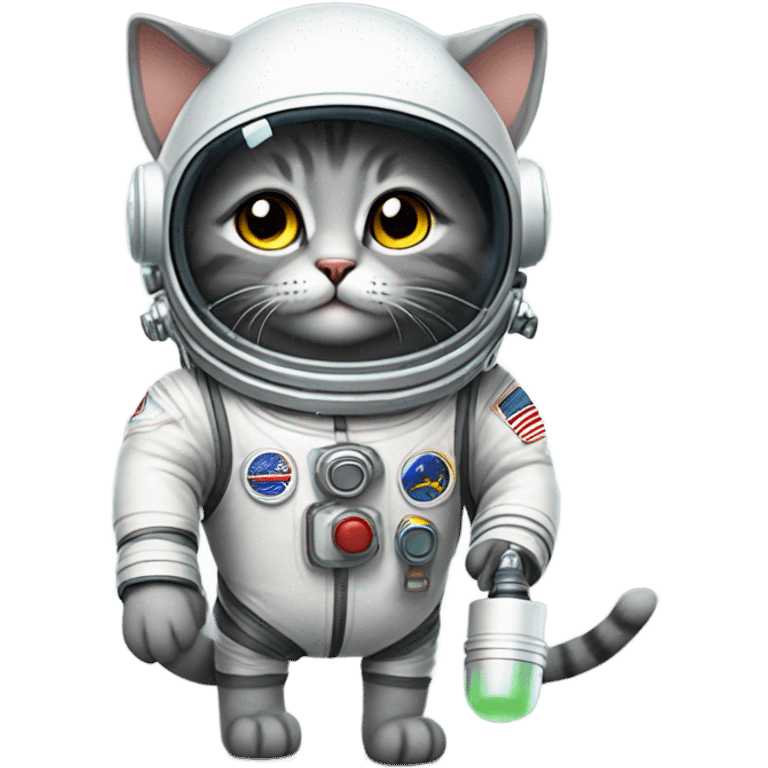 Grey Kitty astronaut in a spacesuit emoji