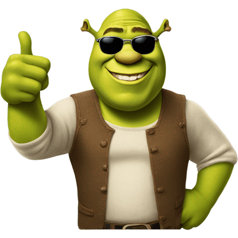 Shrek thumbs up with sun glasses emoji