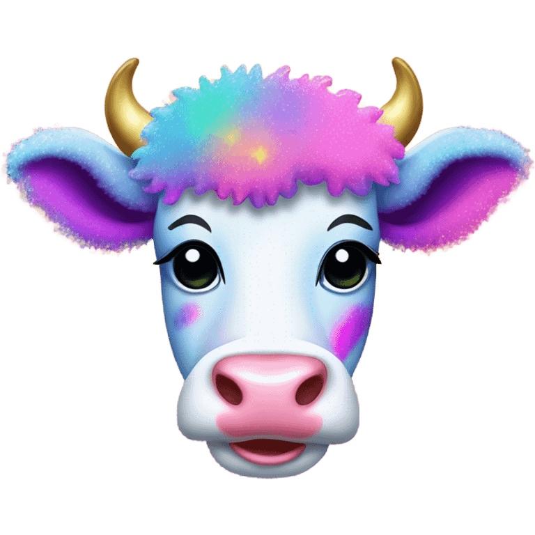 Lisa frank glitter rainbow fluffy cow emoji