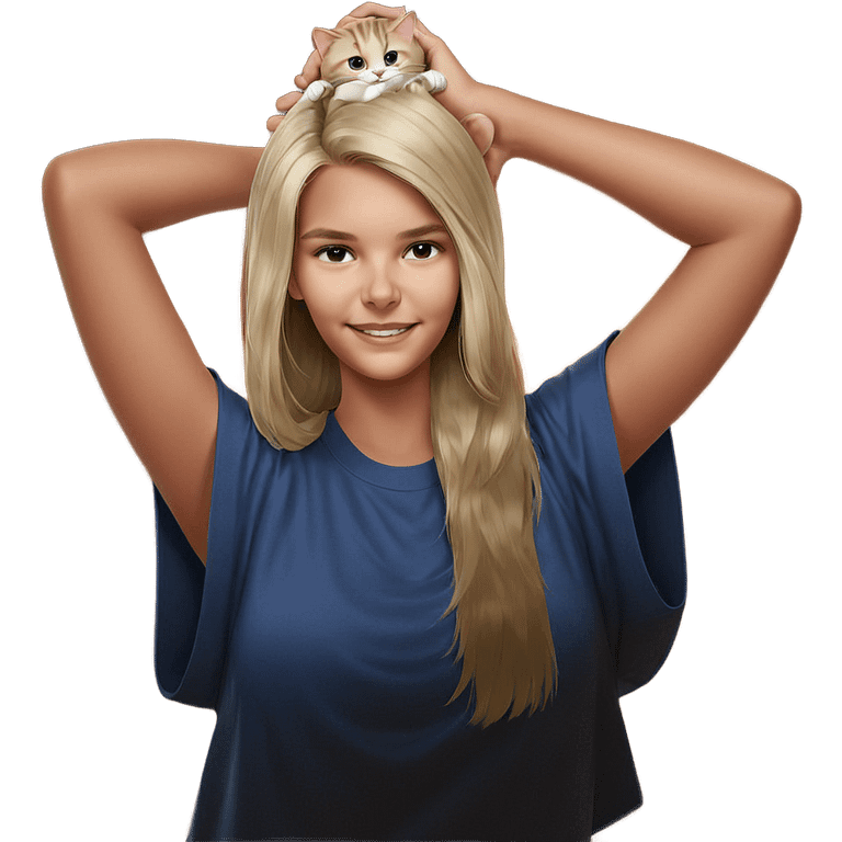 smiling girl with cat indoors emoji