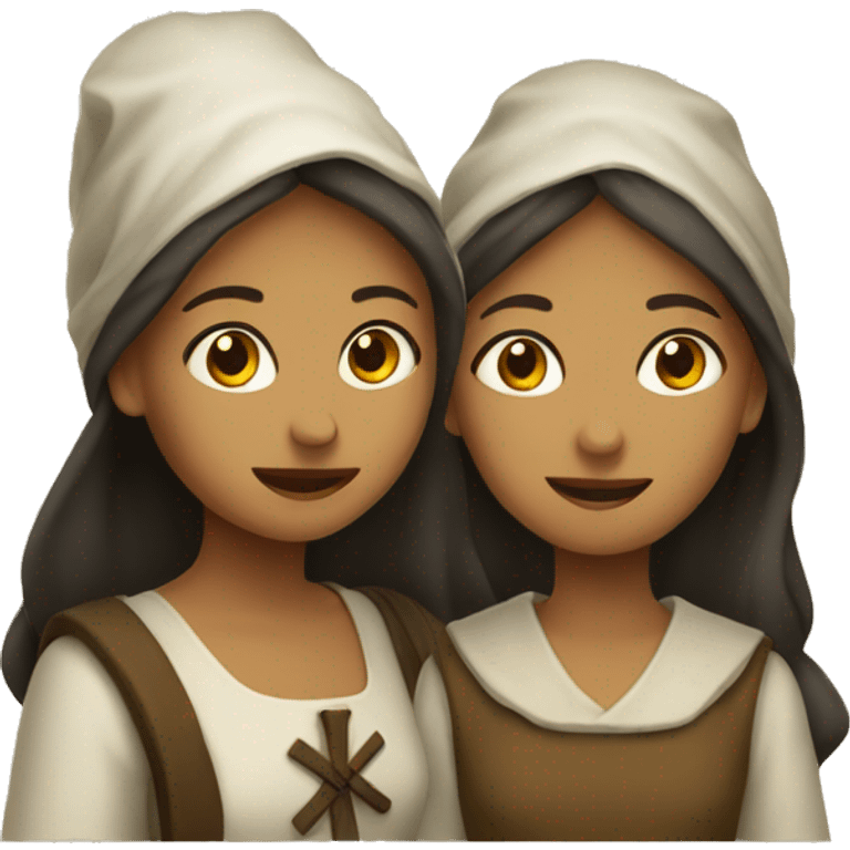 two pretty girl pilgrims  emoji