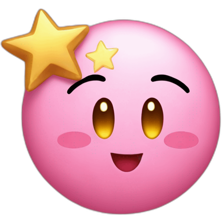 clean cute happy Kirby with a golden star emote emoji