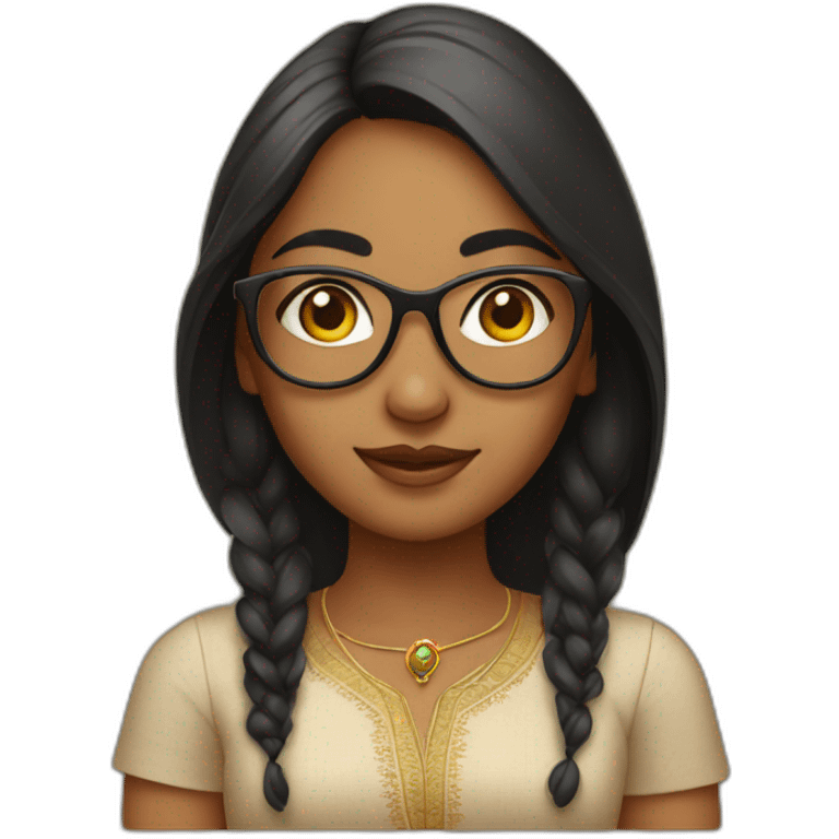 Indian girl with bindi and glasses emoji