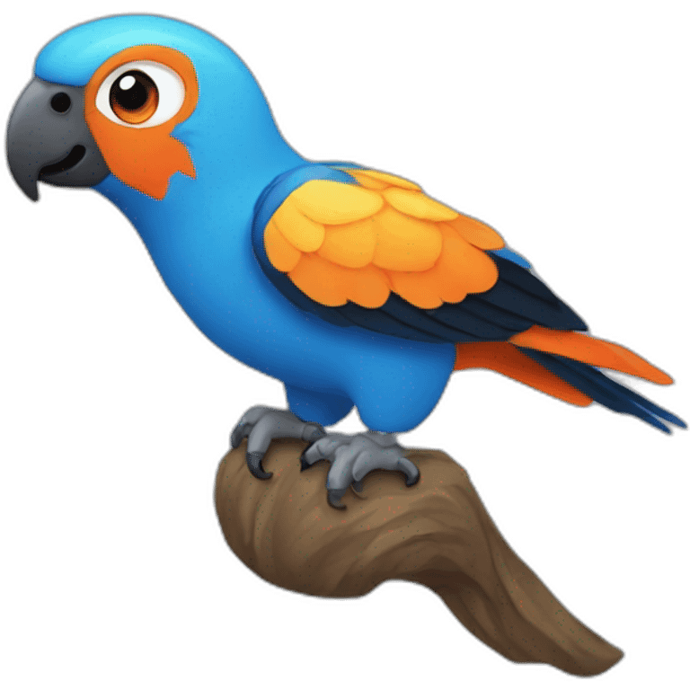 Small blue parrot with orange beak and black gu emoji