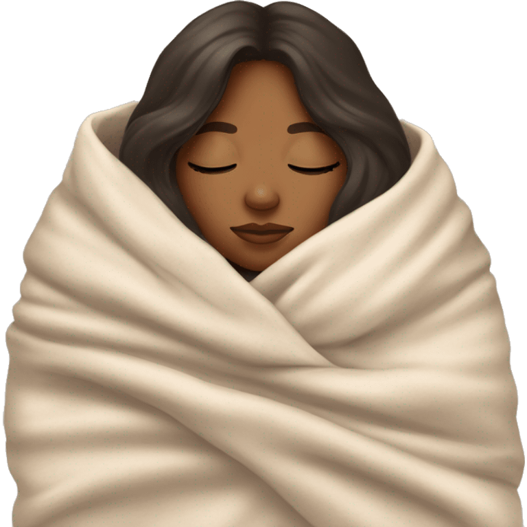 Brown girl inside a blanket eyes closed emoji