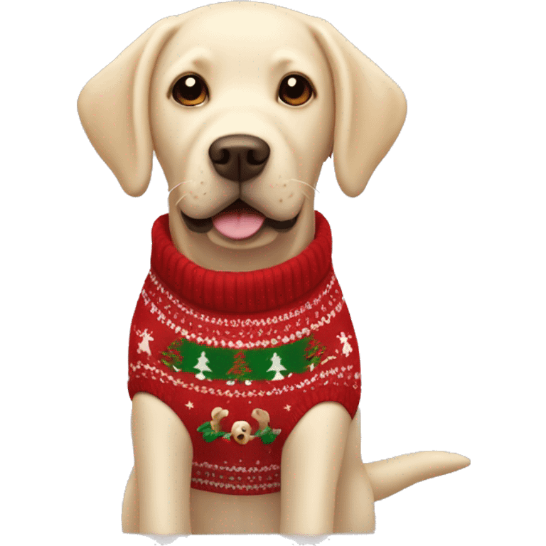 Cream Labrador with Christmas jumper  emoji