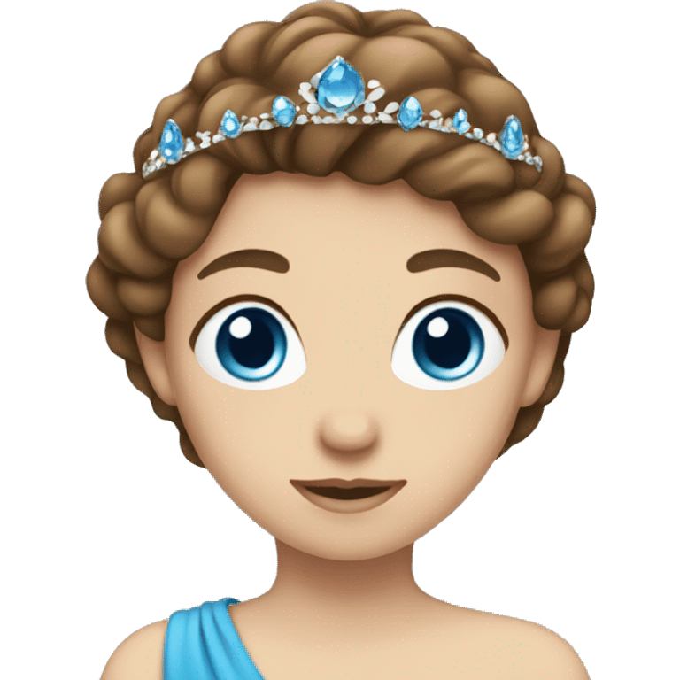 Girl with brown hair and blue eyes tiara emoji emoji