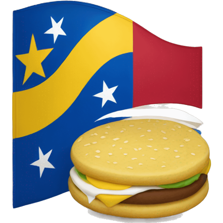 La bandera de Venezuela con una arepa  emoji