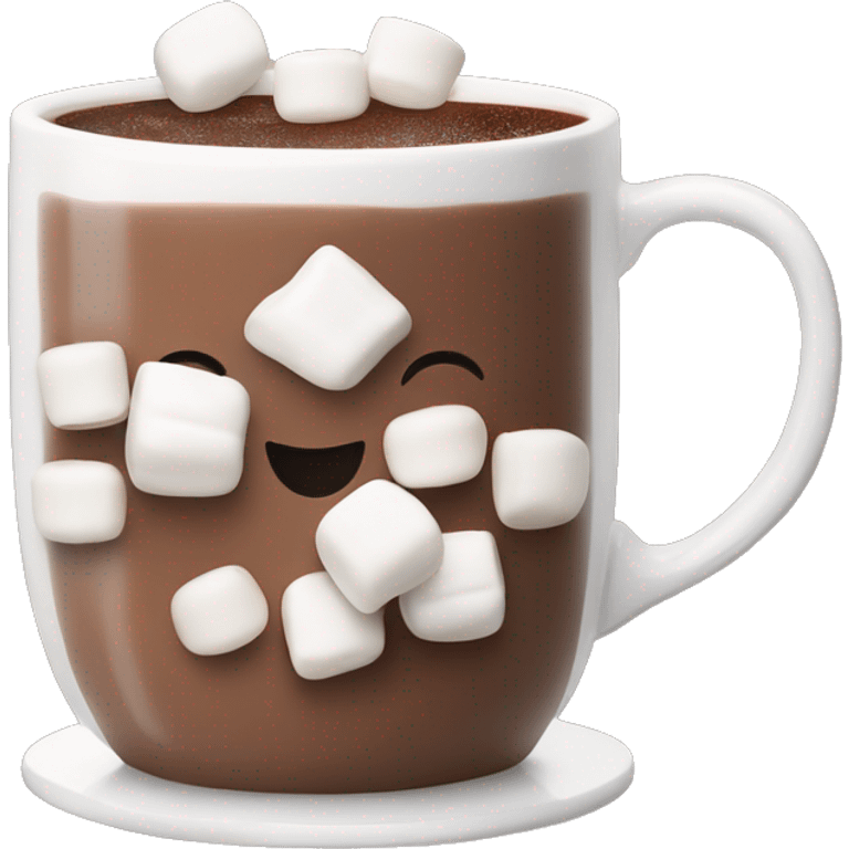 hot chocolate in a white mug with marshmallows emoji