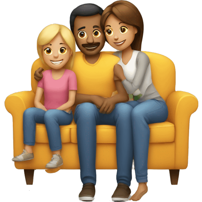 mom and dad and kid on couch emoji