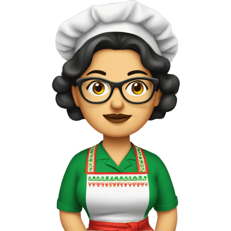 mexican chubby lady green apron  with glasses cooking tacos emoji