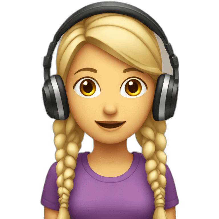 girl with headset, listening to music emoji