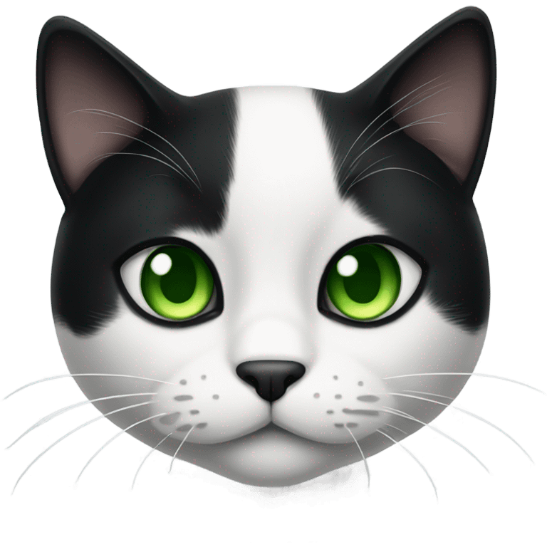 Black and white cat with green eyes emoji