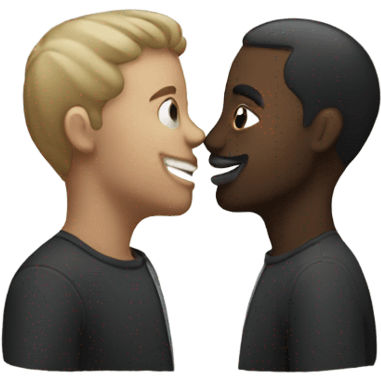 Black and white dude kissing emoji