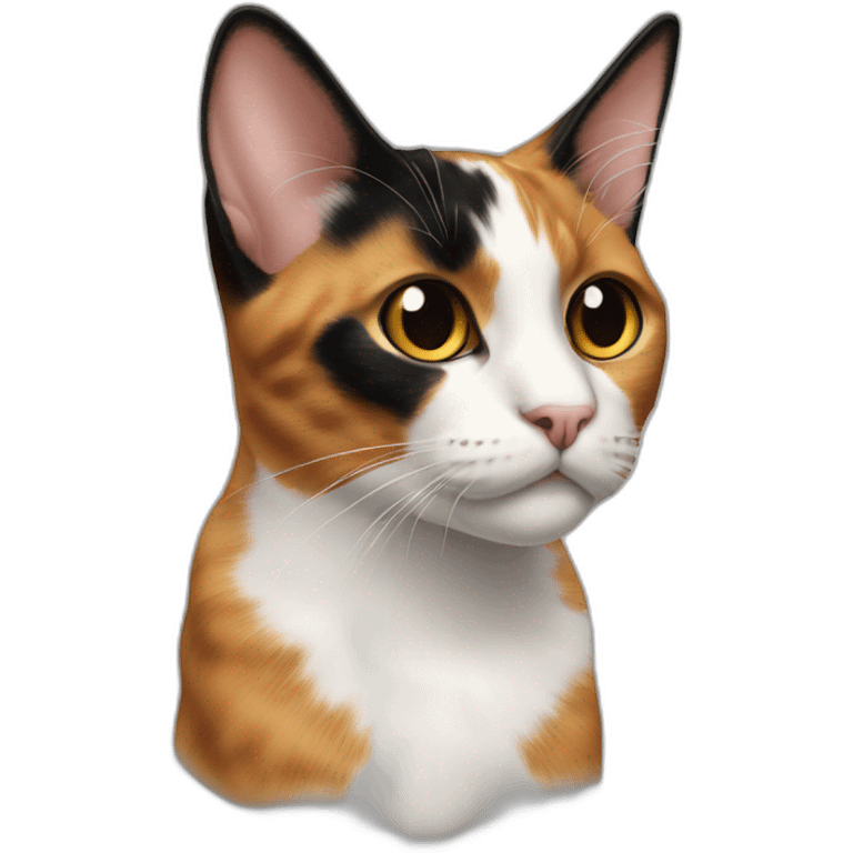 Calico cat brown on right ear black on left ear  emoji