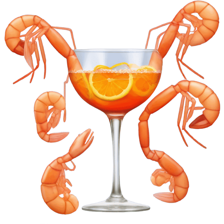 A shrimp drinking an aperol spritz emoji