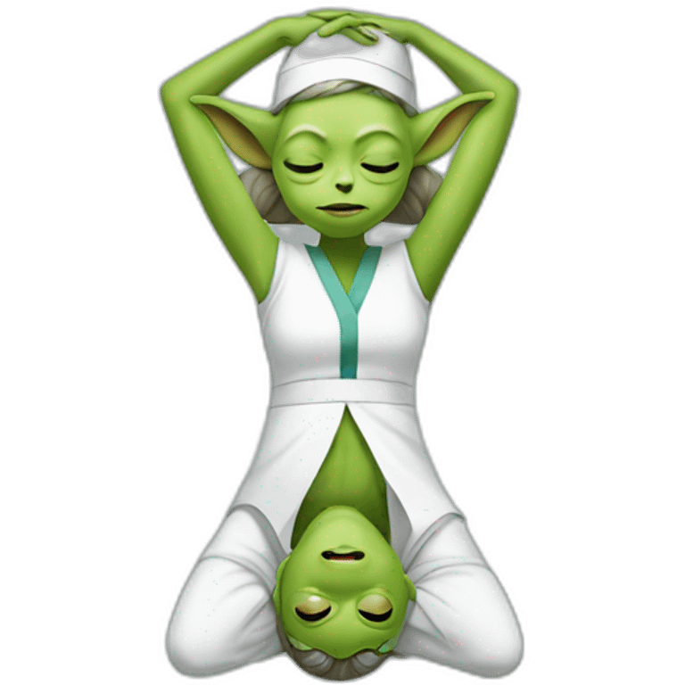 Yoda nurse doing head stand sirsasana emoji