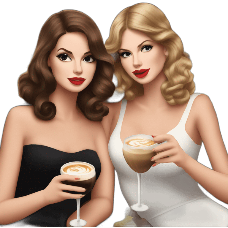 Lana del Rey & Taylor swift drinking espresso martini coco emoji