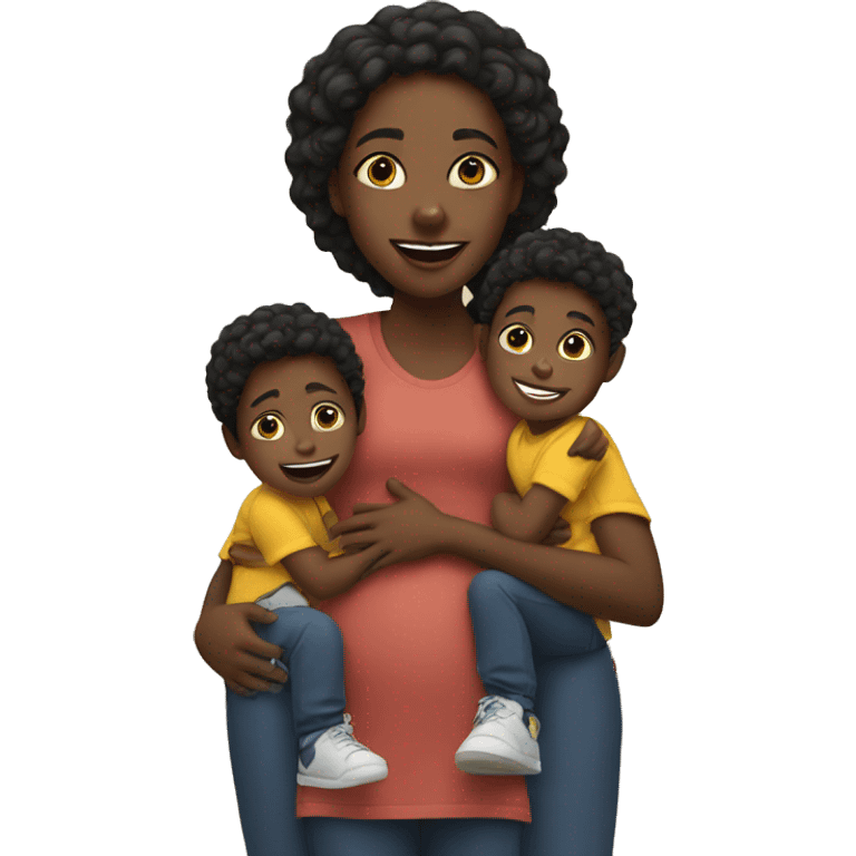 black girl with two sons emoji