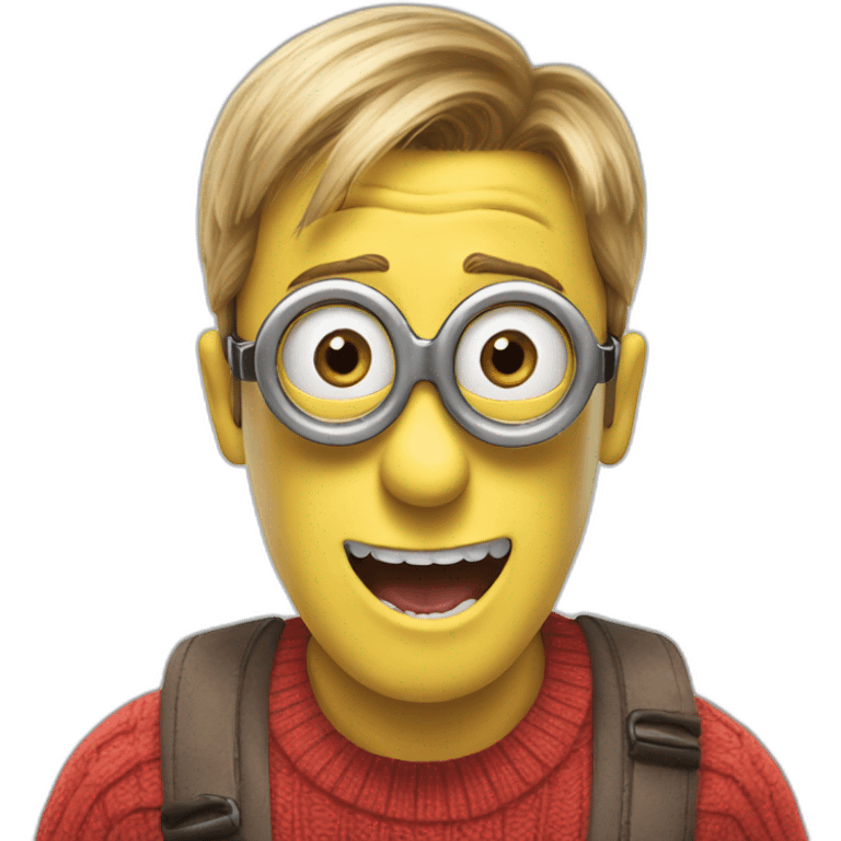 Minion making home alone surprise face emoji