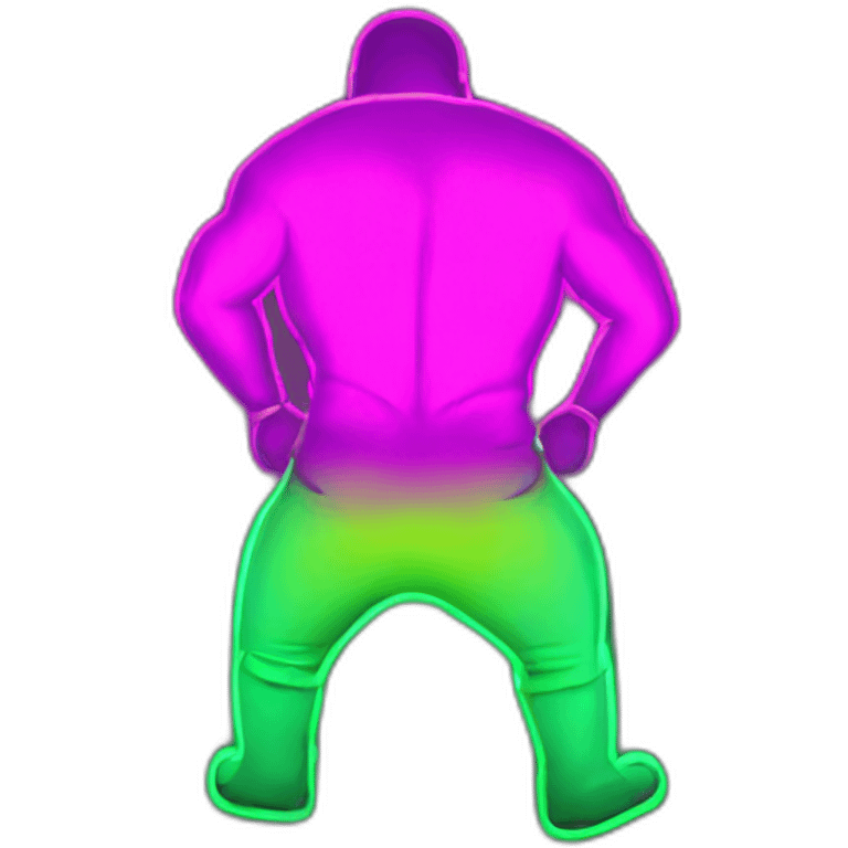 Juicy booty neon sign style man emoji