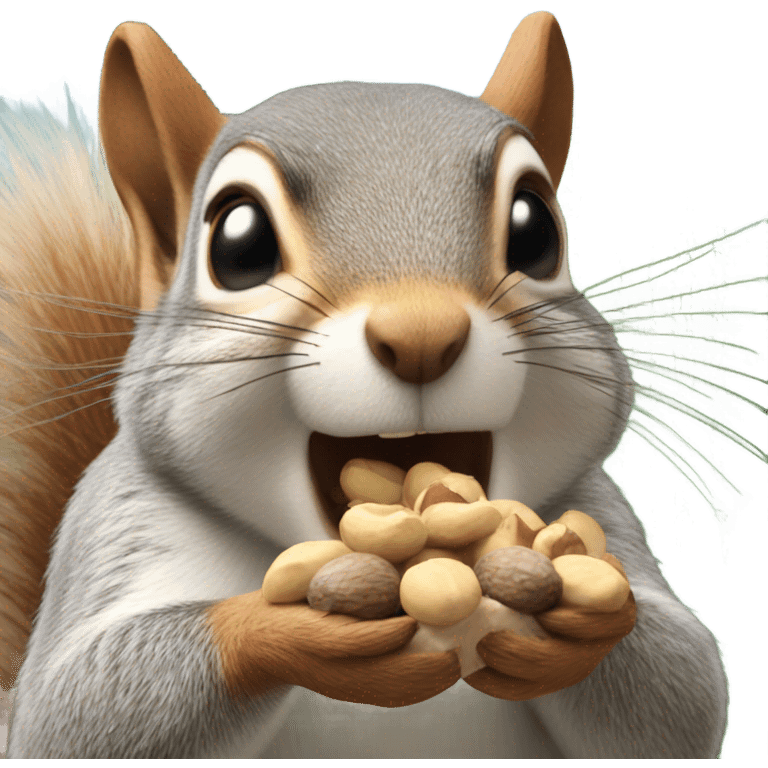 Squirrel that has 15 nuts in his mouth emoji