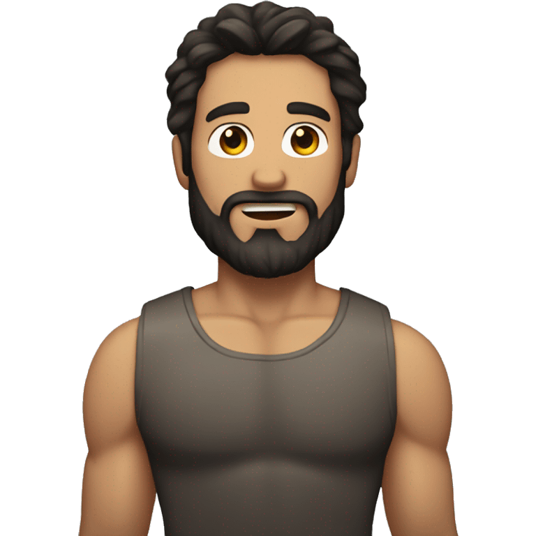 Bearded man, dark hair, muscular emoji