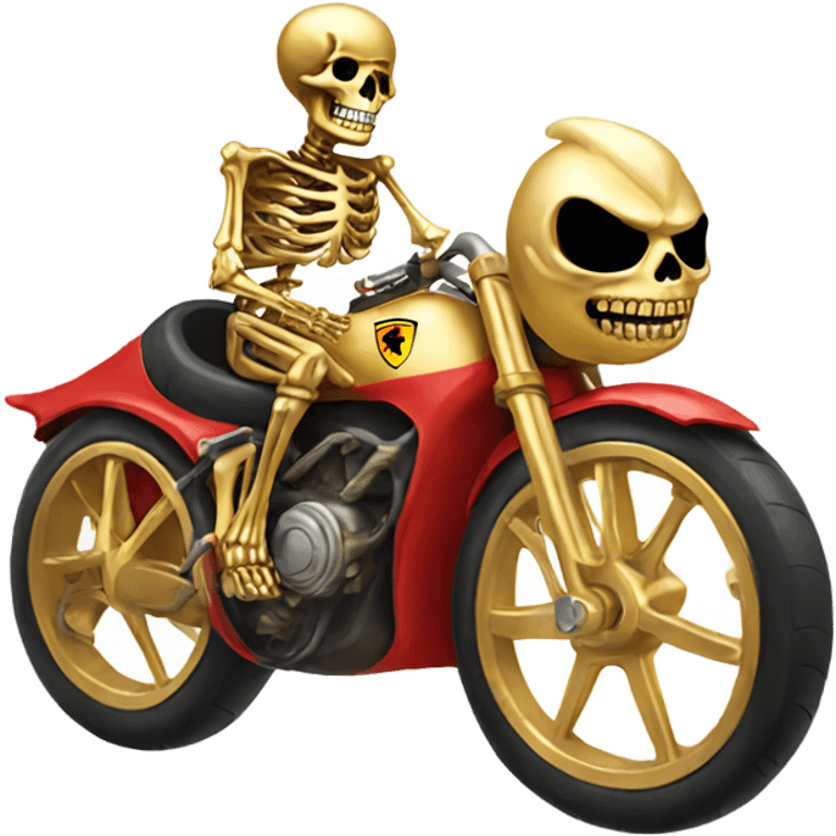 golden Skeleton riding ferrari emoji