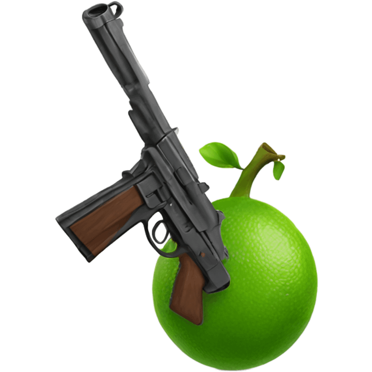 a lime holding a gun emoji