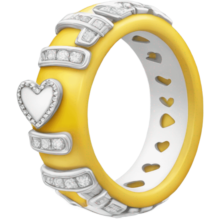 Ring with white and yellow heart emoji