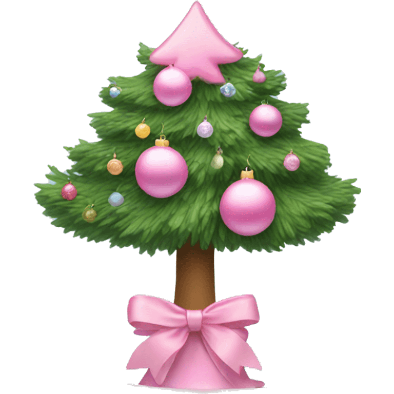 pink christmas tree with pastel ornaments emoji