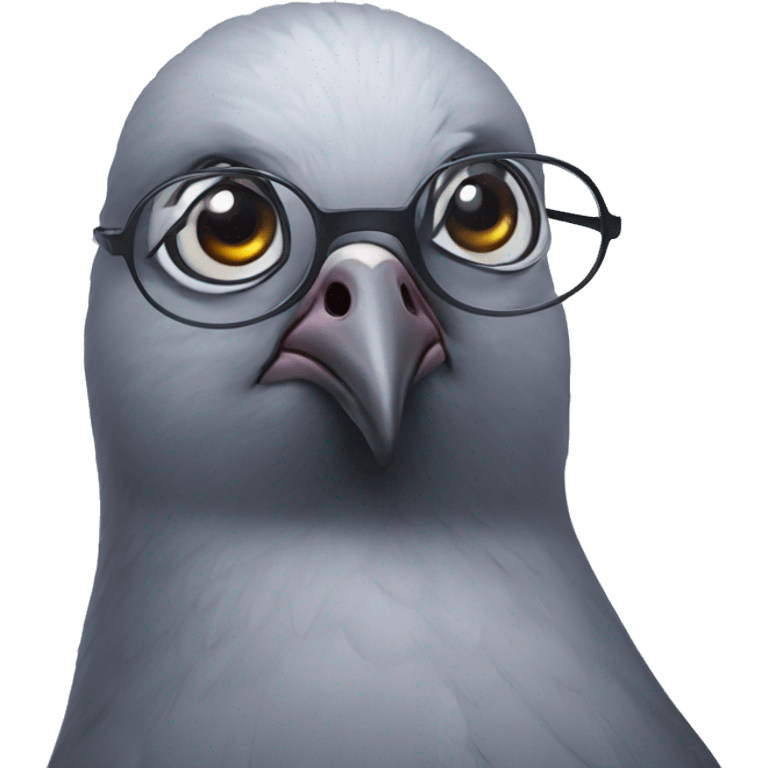 A pigeon wearing glasses emoji