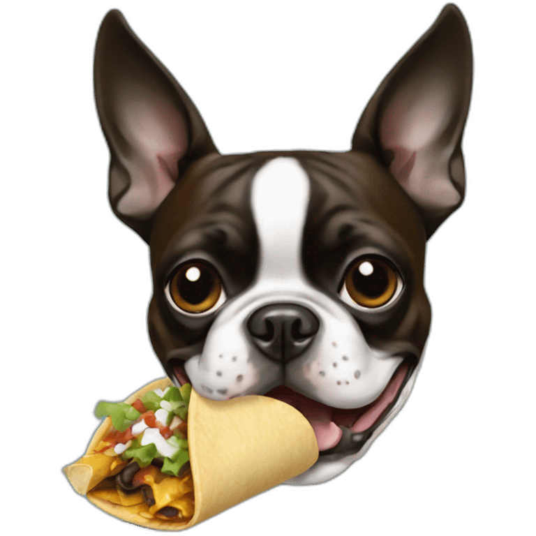 boston terrier eating a taco emoji