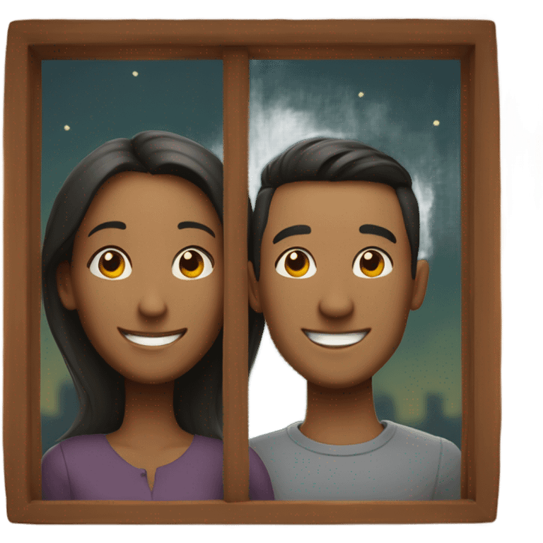 smiling couple by lantern window emoji