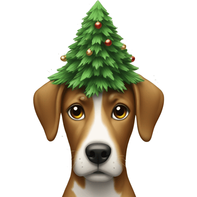 dog with christmas tree on head emoji