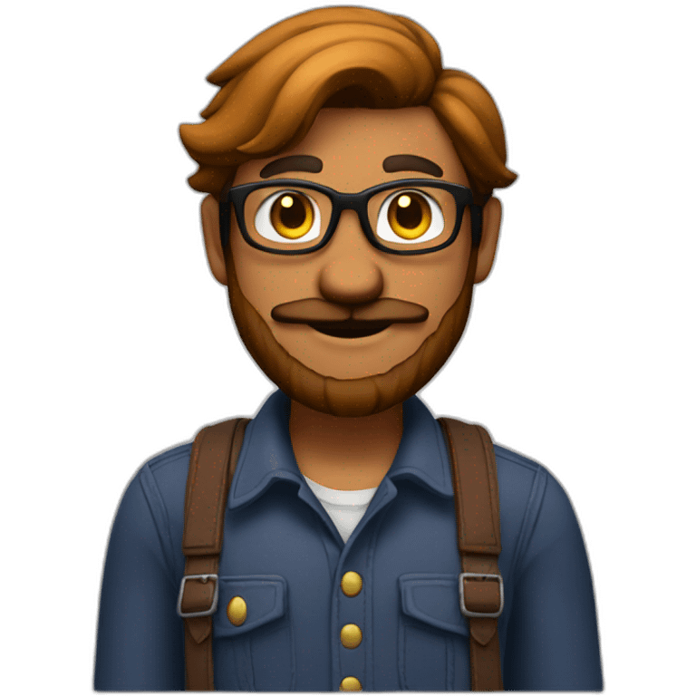 mario with glasses and beard, indian skin tone emoji