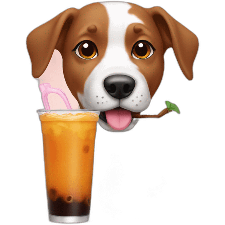 dog drinking boba emoji