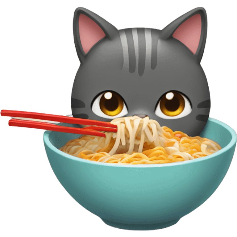 Cat eating ramen emoji