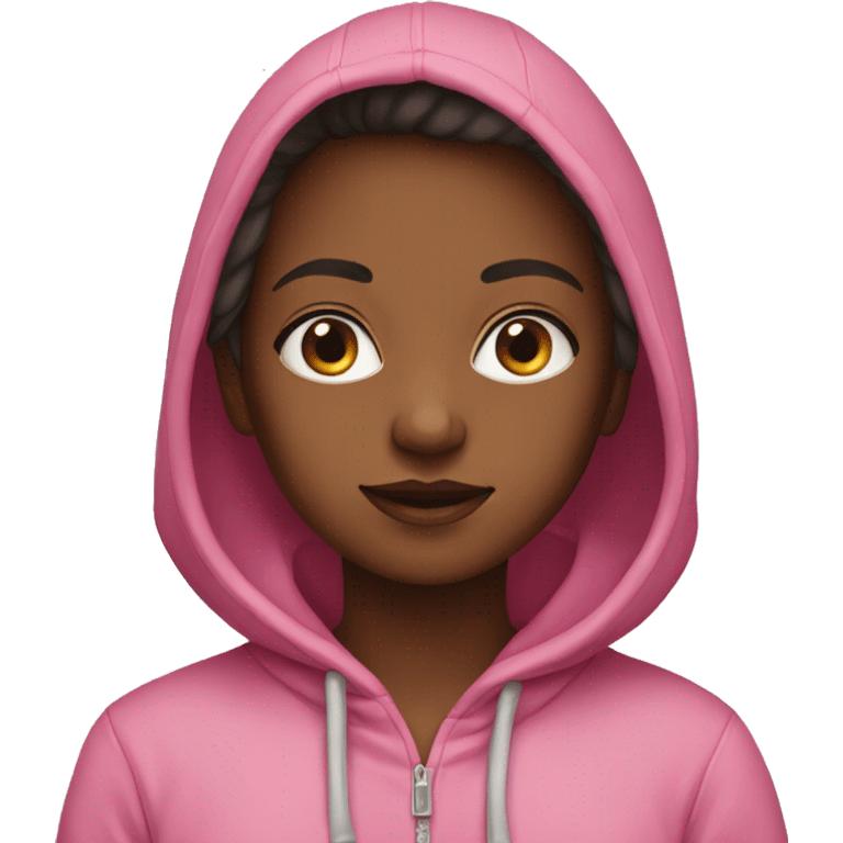 Girl wearing pink hoodie  emoji