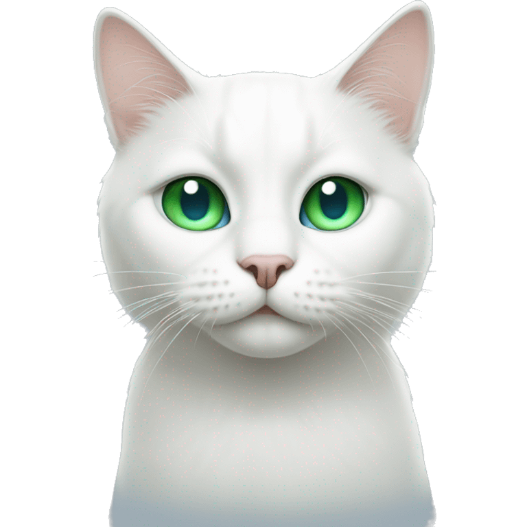 white cat with one green eye and one blue eye emoji