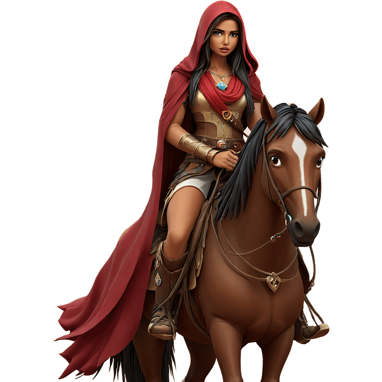 girl riding horse in desert emoji