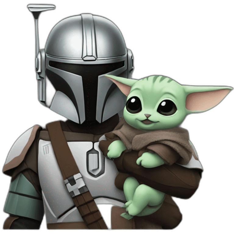 Mandalorian holding grogu emoji