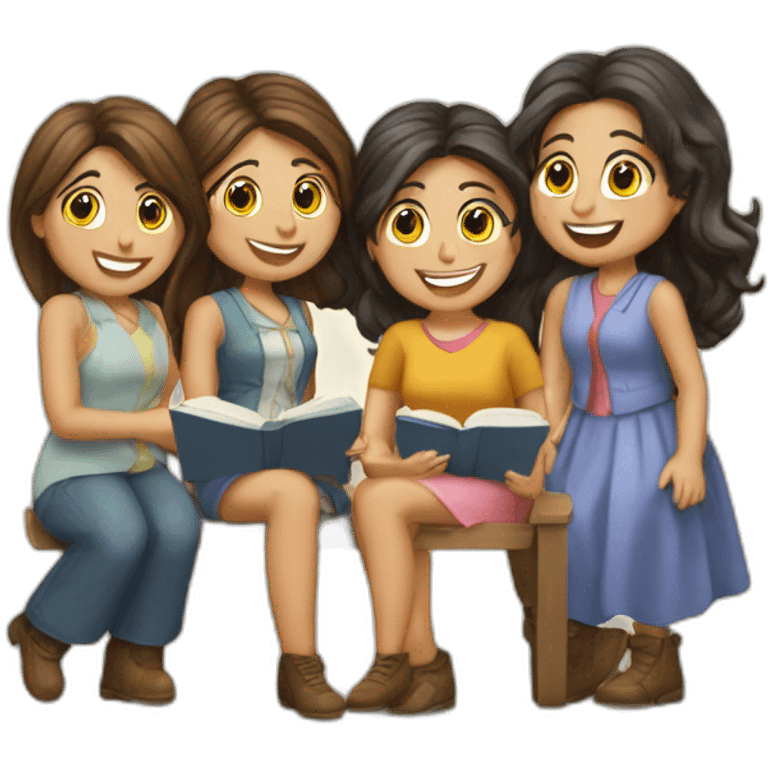 GRUPO DE5 AMIGAS PARA HACER UN CEPARADOR DE LIBRO emoji