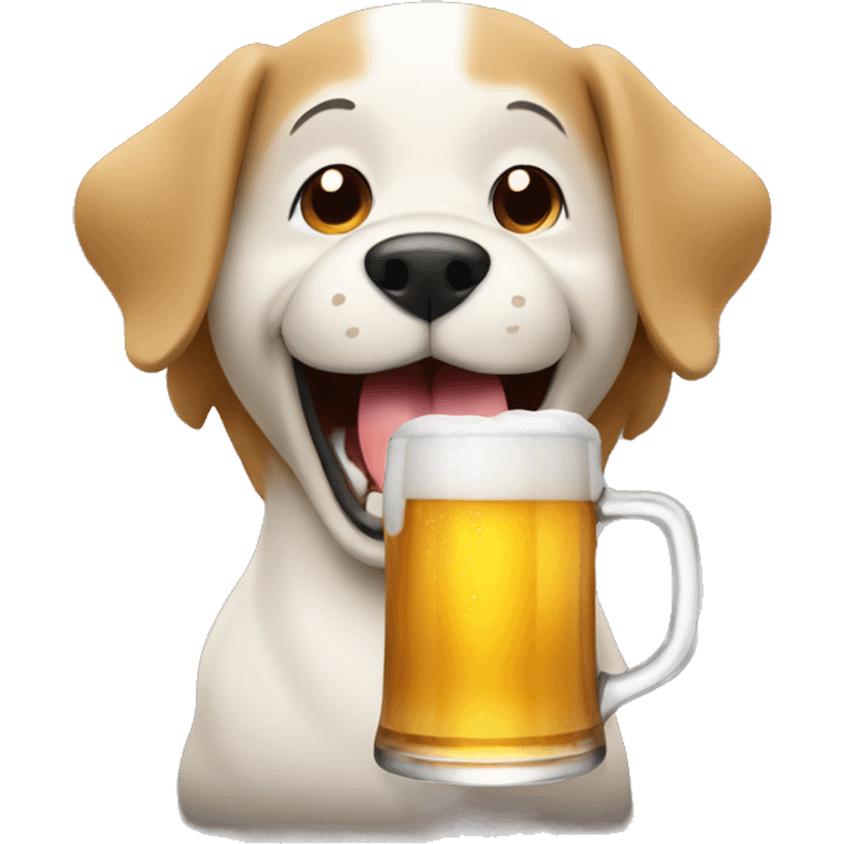 Dog drinkin a beer and laughin emoji